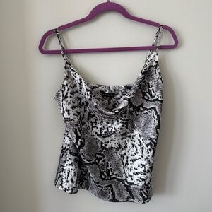 Mixology Clothing Satin Tank Blouse in Gray Snake Print